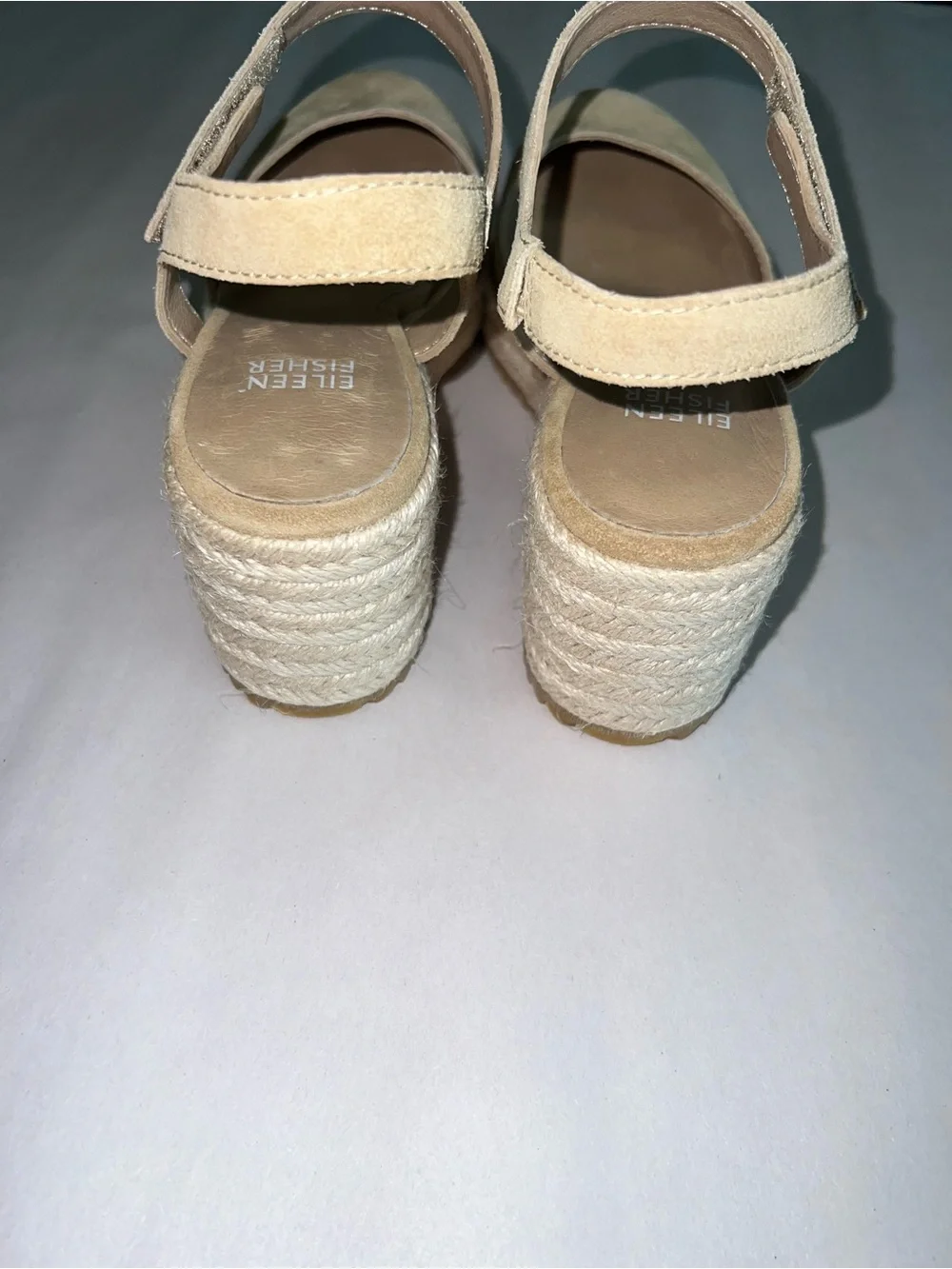 Eileen Fisher Nessa espadrille wedge sandals in tan suede
